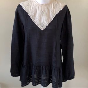 🌺Free People Boho Top with Lace Collar